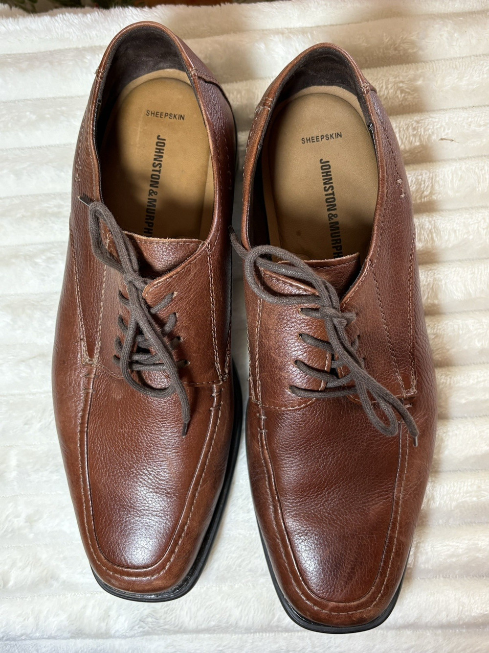 Johnston & Murphy Men’s 9.5 Sheepskin Leather Lace Up Dress Shoe J & M Flex